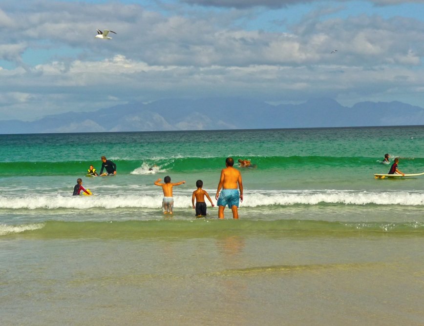 Families enjoying the beach